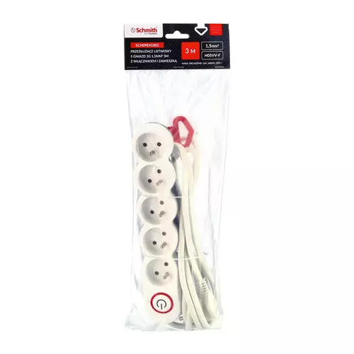 Listwa zasilająca 5 gn. 3x1,5mm 3m, Długość: 3, Liczba gniazd: 5 Schmith