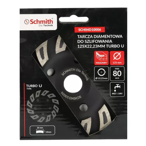 Tarcza diamentowa do szlifowania 125x22,23mm Turbo U Schmith
