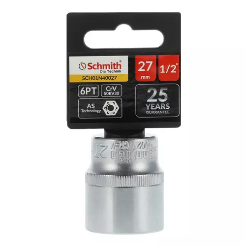 Nasadka sześciokątna AS-DRIVE 1/2" 27 mm, Rozmiar: 27  Schmith