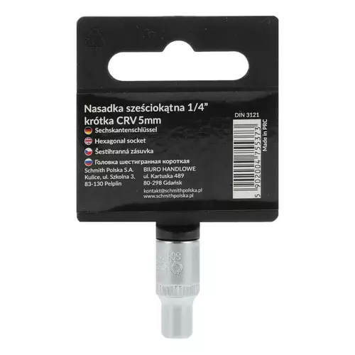 Nasadka sześciokątna AS-DRIVE 1/4" 5 mm, Rozmiar: 5  Schmith