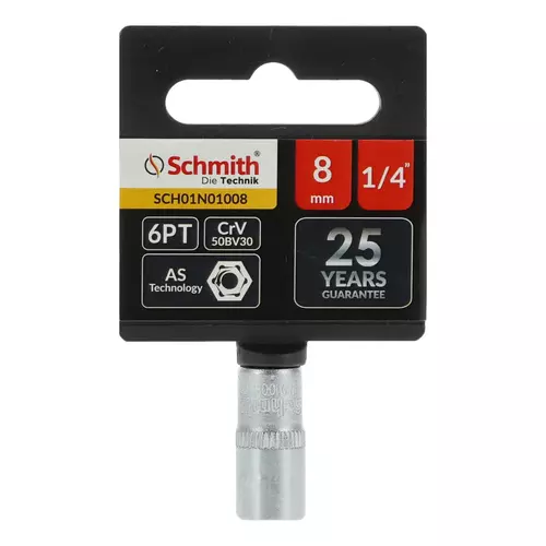 Nasadka sześciokątna AS-DRIVE 1/4" 8 mm, Rozmiar: 8  Schmith