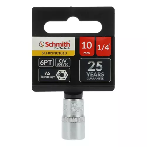 Nasadka sześciokątna AS-DRIVE 1/4" 10 mm, Rozmiar: 10 Schmith