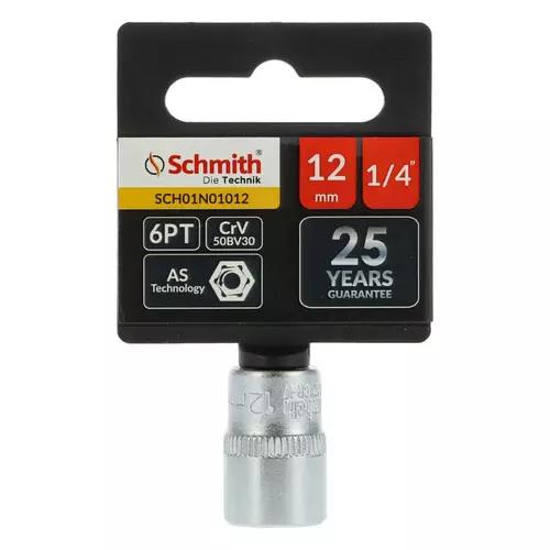 Nasadka sześciokątna AS-DRIVE 1/4" 12 mm, Rozmiar: 12 Schmith