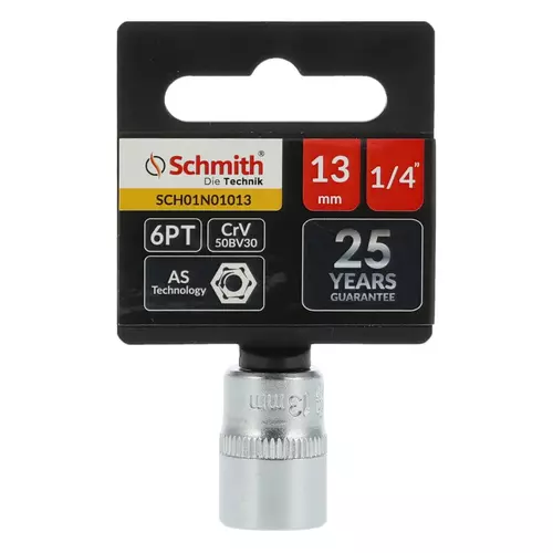 Nasadka sześciokątna AS-DRIVE 1/4" 13 mm, Rozmiar: 13  Schmith