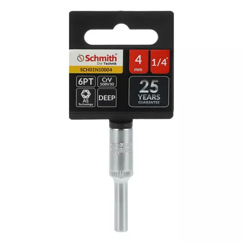 Nasadka sześciokątna długa AS-DRIVE 1/4" 4 mm, Rozmiar: 4  Schmith