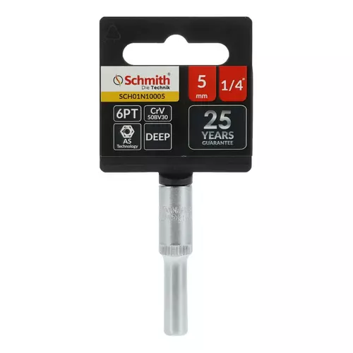 Nasadka sześciokątna długa AS-DRIVE 1/4" 5 mm, Rozmiar: 5  Schmith