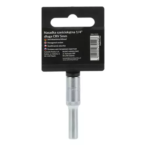 Nasadka sześciokątna długa AS-DRIVE 1/4" 5 mm, Rozmiar: 5  Schmith