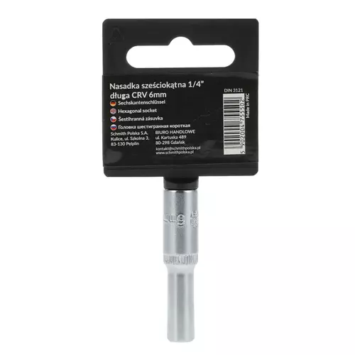 Nasadka sześciokątna długa AS-DRIVE 1/4" 6 mm, Rozmiar: 6  Schmith