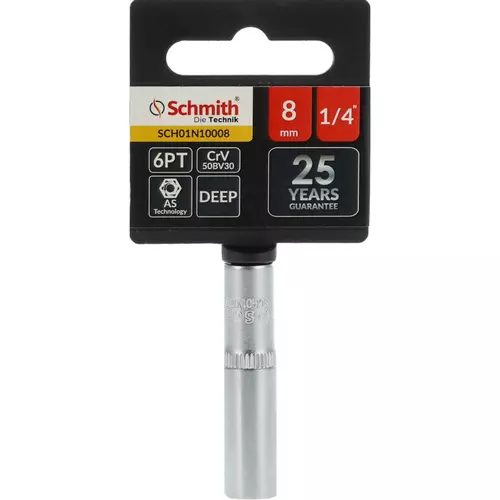 Nasadka sześciokątna długa AS-DRIVE 1/4" 8 mm, Rozmiar: 8  Schmith