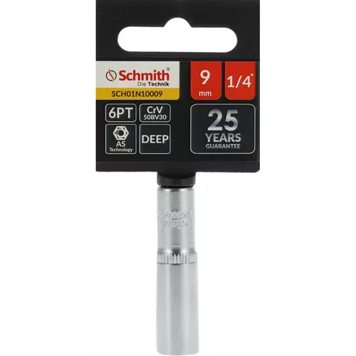 Nasadka sześciokątna długa AS-DRIVE 1/4" 9 mm, Rozmiar: 9  Schmith