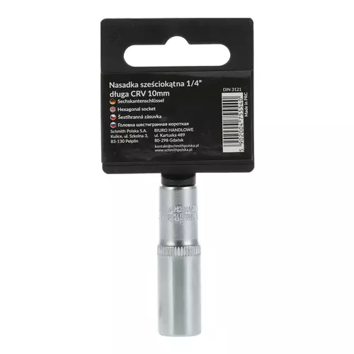Nasadka sześciokątna długa AS-DRIVE 1/4" 10 mm, Rozmiar: 10 Schmith