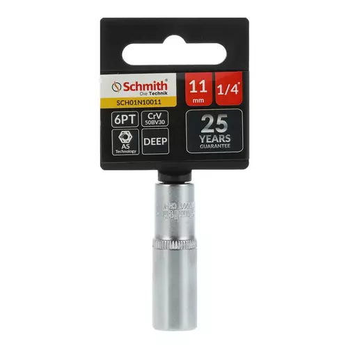 Nasadka sześciokątna długa AS-DRIVE 1/4" 11 mm, Rozmiar: 11  Schmith