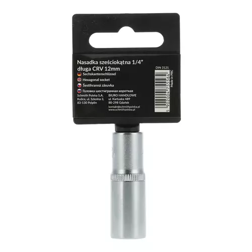 Nasadka sześciokątna długa AS-DRIVE 1/4" 12 mm, Rozmiar: 12 Schmith