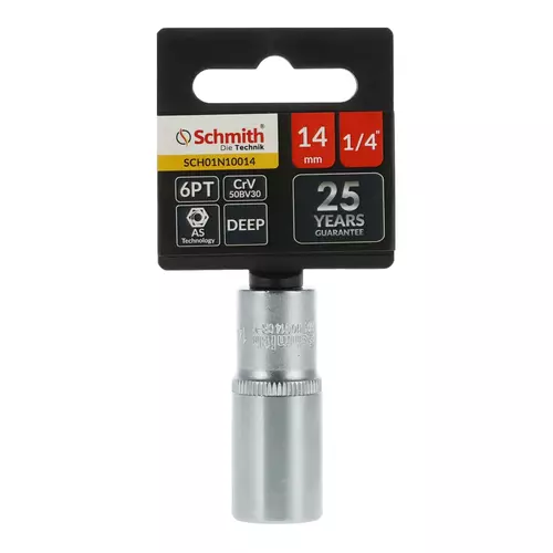 Nasadka sześciokątna długa AS-DRIVE 1/4" 14 mm, Rozmiar: 14  Schmith