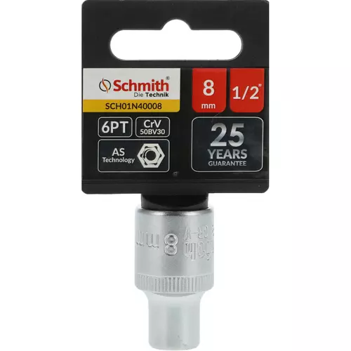 Nasadka sześciokątna AS-DRIVE 1/2" 8 mm, Rozmiar: 8  Schmith