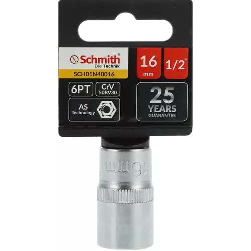 Nasadka sześciokątna AS-DRIVE 1/2" 16 mm, Rozmiar: 16  Schmith