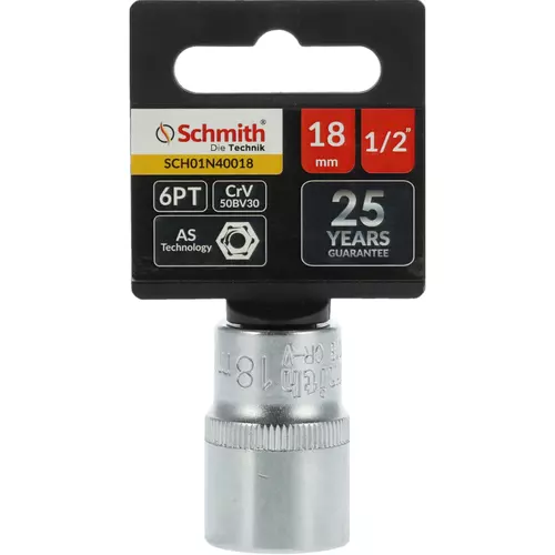 Nasadka sześciokątna AS-DRIVE 1/2" 18 mm, Rozmiar: 18  Schmith