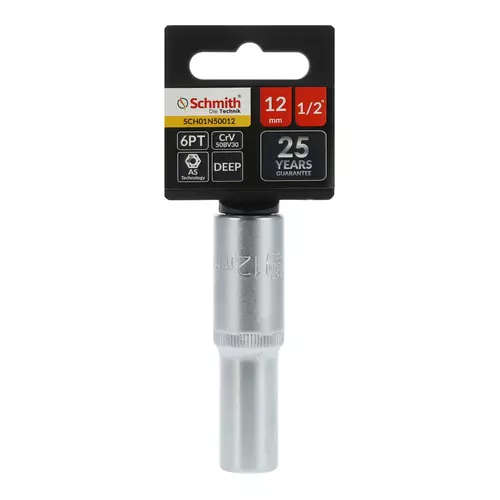 Nasadka sześciokątna długa AS-DRIVE 1/2" 12 mm, Rozmiar: 12 Schmith