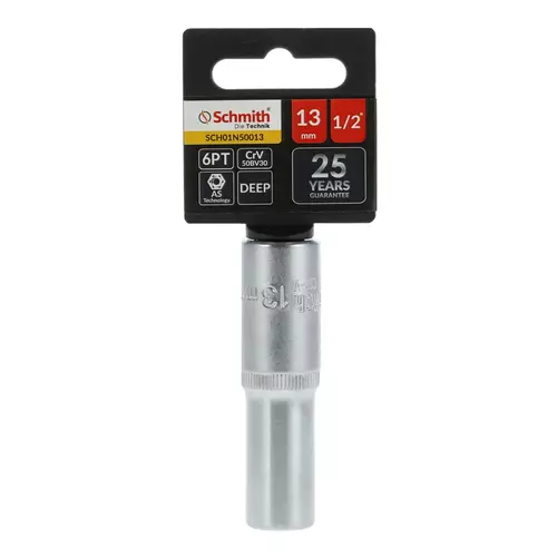 Nasadka sześciokątna długa AS-DRIVE 1/2" 13 mm, Rozmiar: 13  Schmith