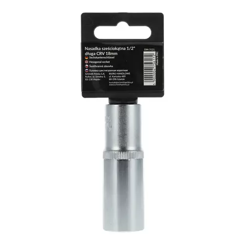 Nasadka sześciokątna długa AS-DRIVE 1/2" 18 mm, Rozmiar: 18  Schmith