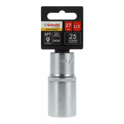 Nasadka sześciokątna długa AS-DRIVE 1/2" 27 mm, Rozmiar: 27  Schmith