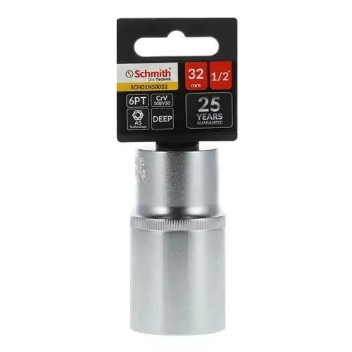 Nasadka sześciokątna długa AS-DRIVE 1/2" 32 mm, Rozmiar: 32  Schmith