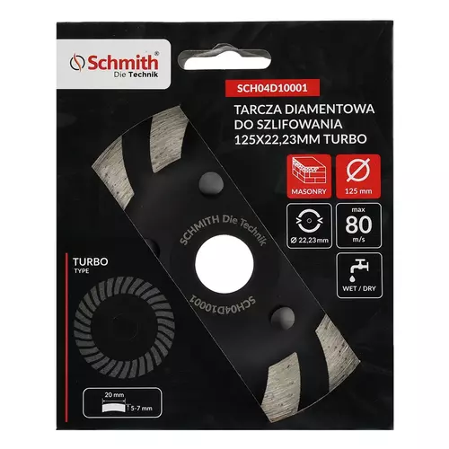 Tarcza diamentowa do szlifowania 125x22,23mm Turbo Schmith