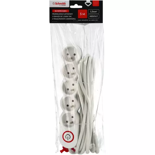 Listwa zasilająca 5 gn. 3x1,5mm 5m, Długość: 5, Liczba gniazd: 5 Schmith