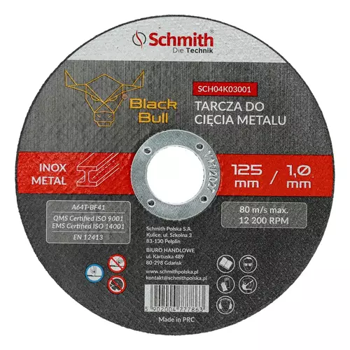 Tarcza do cięcia metalu 125x1mm Black Bull (10 szt.) Schmith