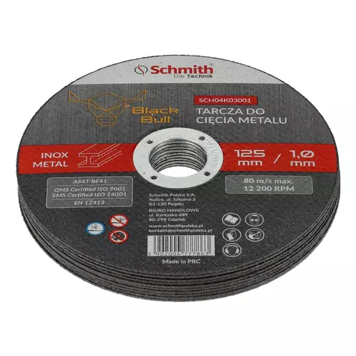 Tarcza do cięcia metalu 125x1mm Black Bull (10 szt.) Schmith