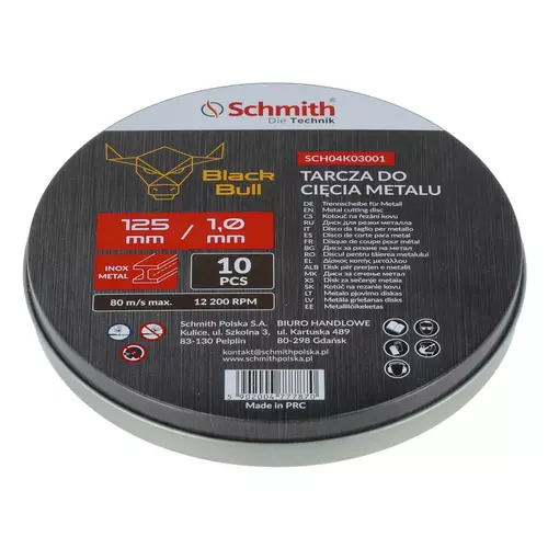 Tarcza do cięcia metalu 125x1mm Black Bull (10 szt.) Schmith