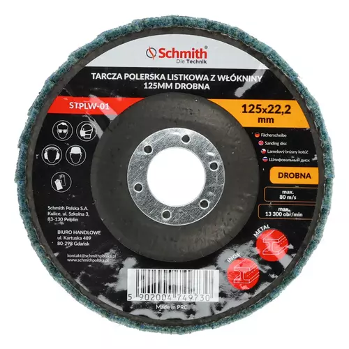 Tarcza polerska listkowa z włókniny 125mm drobna Schmith