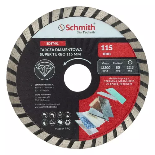 Tarcza diamentowa SUPER TURBO 115 mm Schmith