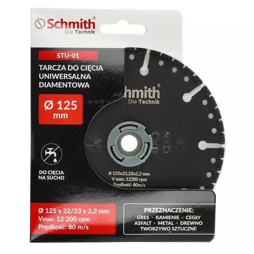 Uniwersalna tarcza diamentowa do cięcia 125mm Schmith