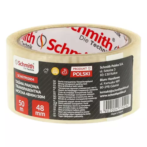Taśma pakowa przezroczysta 48 mm 50 m Schmith