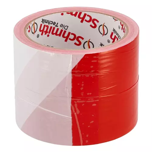Taśma ostrzegawcza biało czerwona 75 mm x 100 m Schmith