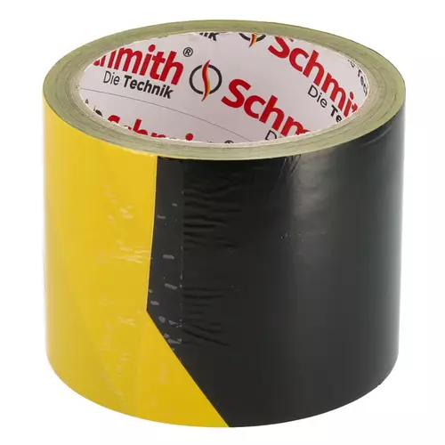 Taśma ostrzegawcza czarno żółta 75 mm x 100 m Schmith