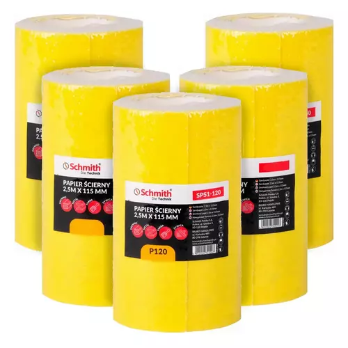 Papier ścierny rolka 2,5 m x 115 mm P120 5 szt., Gradacja: P120 Schmith