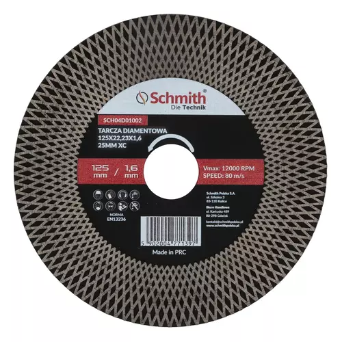 Tarcza diamentowa Uniwersalna 125x22,23x1,6 25mm XC Schmith