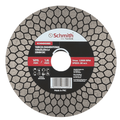 Tarcza diamentowa Uniwersalna 125x22,23x1,6 25mm DC Schmith