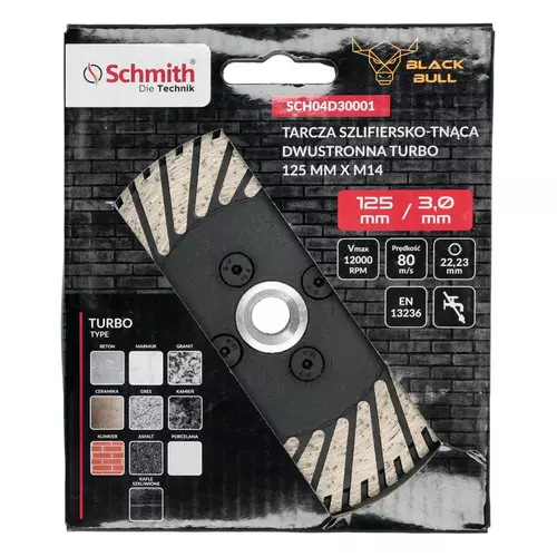 Tarcza diamentowa do cięcia i szlifowania TURBO M14 125mm Black Bull Schmith