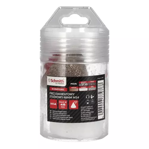 Frez diamentowy stożkowy 48mm M14, Średnica: 48, Typ: stożkowy Schmith