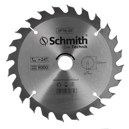 Tarcza pilarska widiowa 160mm 24T, Średnica: 160, Liczba zębów: 24 Schmith