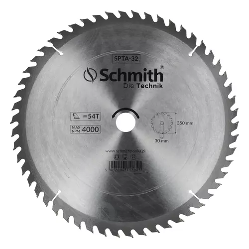 Tarcza pilarska widiowa 350mm 54T, Średnica: 350, Liczba zębów: 54 Schmith