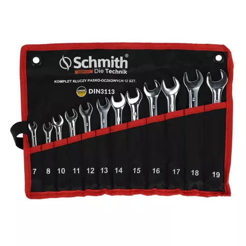 Komplet kluczy płasko-oczkowych 7-19 mm 12 szt. Schmith