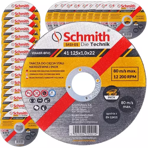 Zestaw tarcz do stali nierdzewnej 125x1,0 25 szt. Schmith