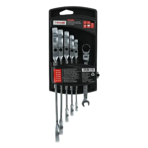 Komplet kluczy płasko-oczkowych z grzechotką i przegubem 8-19mm 6 szt. Schmith