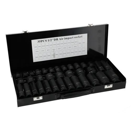 Zestaw nasadek udarowych sześciokątnych 1/2" 8-32mm 35 szt., Rozmiar: 8-32, Typ klucza: 6-kątny, Rodzaj klucza: nasadka udarowa krótka Schmith