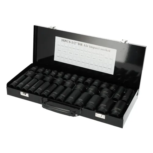 Zestaw nasadek udarowych dwunastokątnych 1/2" 8-32mm 35 szt., Rozmiar: 8-32, Typ klucza: 12-kątny, Rodzaj klucza: nasadka udarowa krótka Schmith