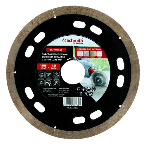 Tarcza diamentowa do cięcia ceramiki 125x1,2mm Schmith